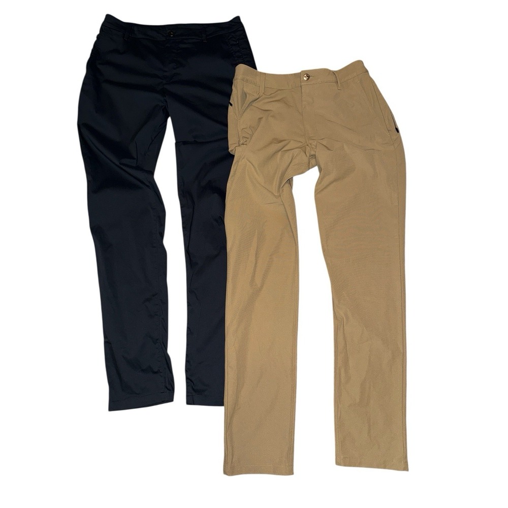 2X Birddogs Pants Mens Sz 32 Blue Tan Chino Slim Fit Performance Casual Tech